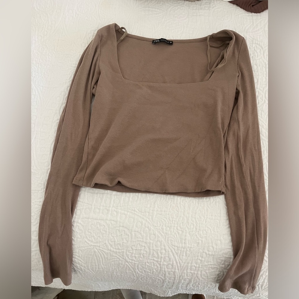 Zara long sleeve crop top